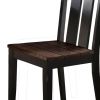 Rubber Wood Dining Chair With Slatted Back, Set Of 2, Brown And Black