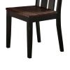 Rubber Wood Dining Chair With Slatted Back, Set Of 2, Brown And Black