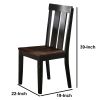 Rubber Wood Dining Chair With Slatted Back, Set Of 2, Brown And Black