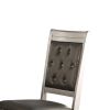 Rubber Wood Dining Chair With Diamond Tufted Back, Set Of 2,Gray
