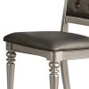 Rubber Wood Dining Chair With Diamond Tufted Back, Set Of 2,Gray