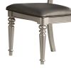 Rubber Wood Dining Chair With Diamond Tufted Back, Set Of 2,Gray