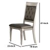 Rubber Wood Dining Chair With Diamond Tufted Back, Set Of 2,Gray