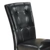 Leather Upholstered Dining Chair With Button Tufted Back Set Of 2 Black