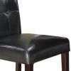 Leather Upholstered Dining Chair With Button Tufted Back Set Of 2 Black