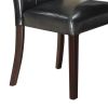 Leather Upholstered Dining Chair With Button Tufted Back Set Of 2 Black