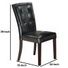 Leather Upholstered Dining Chair With Button Tufted Back Set Of 2 Black