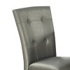 Button Tufted Faux Leather Wooden Dining Chair, Set Of 2,Silver