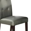 Button Tufted Faux Leather Wooden Dining Chair, Set Of 2,Silver