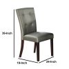 Button Tufted Faux Leather Wooden Dining Chair, Set Of 2,Silver