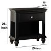 Poplar Wood Night Stand With Drawer, Black