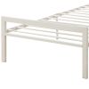 Metal Frame Twin Bed With Leather Upholstered Headboard White