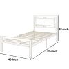 Metal Frame Twin Bed With Leather Upholstered Headboard White