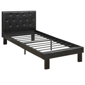Faux Leather Upholstered Full size Bed With tufted Headboard Black
