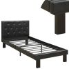 Faux Leather Upholstered Twin size Bed With tufted Headboard Black