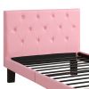 Faux Leather Upholstered Full size Bed With tufted Headboard Pink