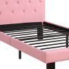 Faux Leather Upholstered Full size Bed With tufted Headboard Pink