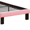 Faux Leather Upholstered Full size Bed With tufted Headboard Pink