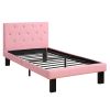 Faux Leather Upholstered Twin size Bed With tufted Headboard Pink