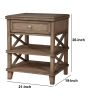 Mahogany Wood Nightstand with 1 Drawer in French Truffle Brown