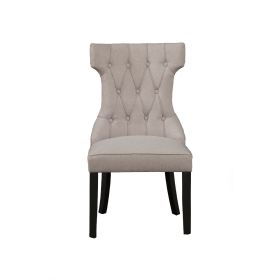 Upholstered Button Tufted Side Chairs With Wooden Base Set Of 2
 Gray