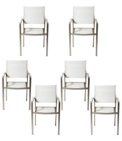 Aluminium Frame Dining Chair Set of 6 White
