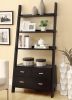 Quirky Ladder Bookcase With 4 Storage Drawers And Open Shelves, Cappuccino