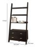 Quirky Ladder Bookcase With 4 Storage Drawers And Open Shelves, Cappuccino