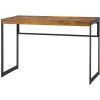 47 Inch Wood Computer Writing Desk, Rustic, Metal Frame, Antique Brown