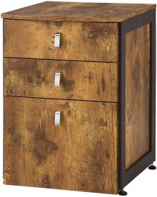 Antique File Cabinet with 3 Drawers, Natural