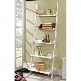 Stylized Contemporary 5 Tier Ladder Shelf, White