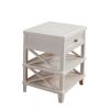 26 Inch Mahogany Wood Nightstand, 1 Smooth Drawer, 2 Tiered Shelves, White