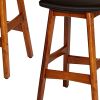 Wooden Counter Height Stool In Black And Brown, Set of 2