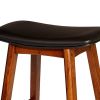Wooden Counter Height Stool In Black And Brown, Set of 2