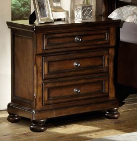 Classic Wooden Night Stand with 2 Drawers Brown