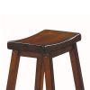 Wooden 24" Counter Height Stool with Saddle Seat, Warm Cherry Brown, Set Of 2