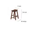 Wooden 24" Counter Height Stool with Saddle Seat, Warm Cherry Brown, Set Of 2