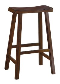 Wooden 29" Counter Height Stool with Saddle Seat, Cherry Brown, Set Of 2