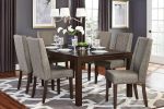 Wood & Fabric Dining Side Chair with Shallow Wing Back, Gray & Dark Brown, Set of 2