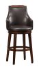 Wood & Leather Bar Height Chair with Swivel Mechanism, Oak Brown & Black, Set of 2