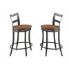 Wood & Metal Counter Height Swivel Chair, Gray & Brown, Set Of 2