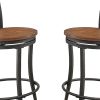 Wood & Metal Counter Height Swivel Chair, Gray & Brown, Set Of 2