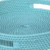 Handcrafted Rattan Lombok Coast Tray In Round Shape, Blue