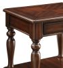 Wooden End Table with 1 Drawer and 1 Bottom Shelf, Walnut Brown