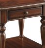 Wooden End Table with 1 Drawer and 1 Bottom Shelf, Walnut Brown