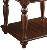 Wooden End Table with 1 Drawer and 1 Bottom Shelf, Walnut Brown
