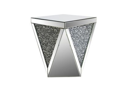 End Table with Square Mirrored Top, Clear