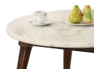 Wood Base Coffee Table with Marble Top, Walnut Brown