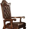 Leather Upholstered Arm Chair in Cherry Brown