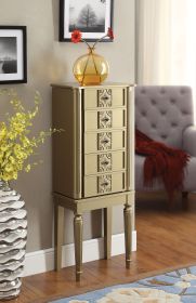 Wood Jewelry Armoire With 5 Drawers in Gold